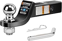METOWARE 2" Drop Trailer Hitch Ball Mount with 2" Ball - 6,000 lbs GTW for 2" Receivers on Trucks SUVs RVs Boats, Includes Pin & Clip