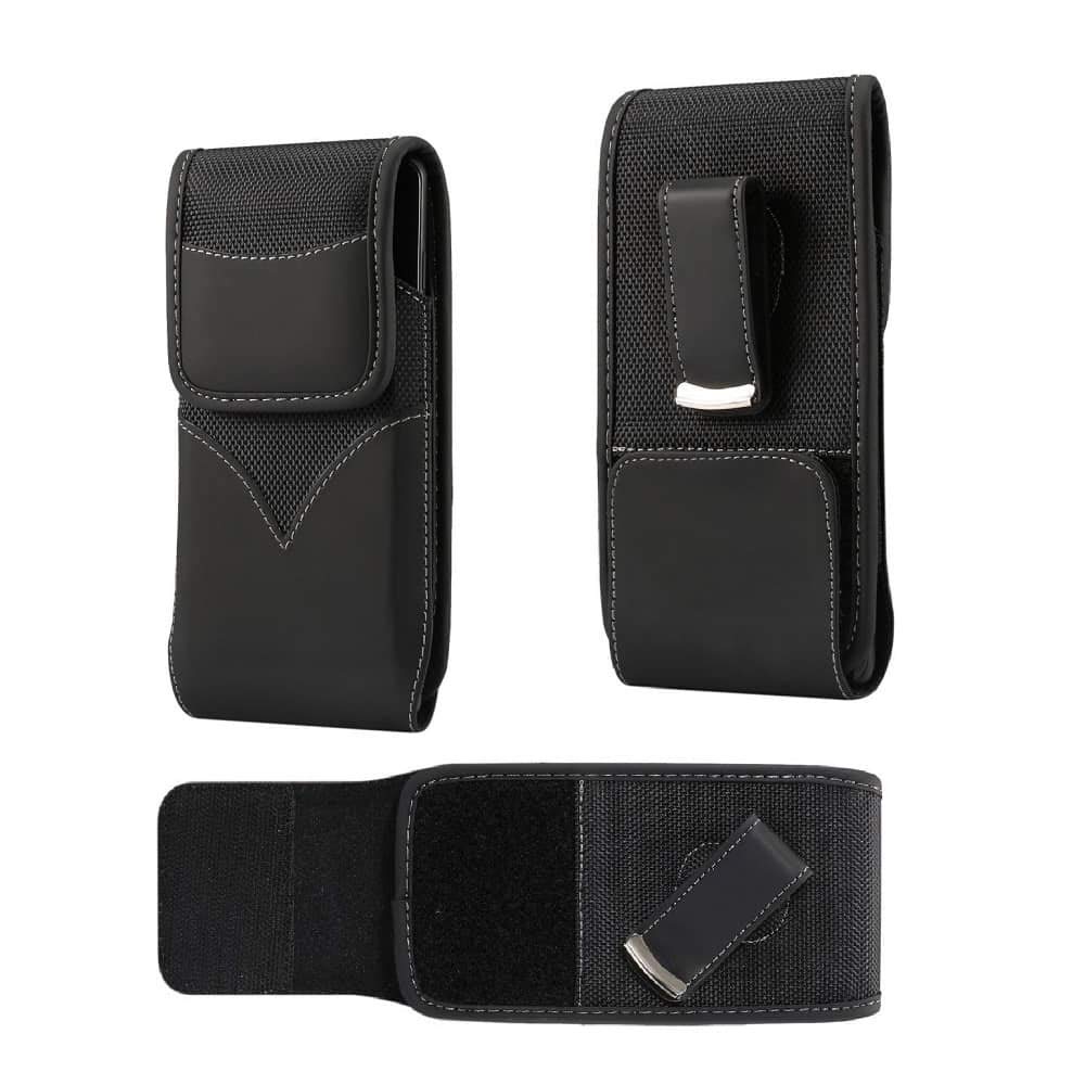 DFV mobile - Nylon Belt Holster with Swivel Metal Clip for ZTE Majesty Pro LTE - Black