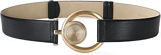 Black Wide Belt for Women Adjustable 2-Inch Wide Design with Gold Buckle...