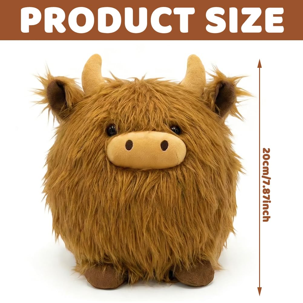 PyrrlicToy 20cm Highland Cow Stuffed Animals Plush Toy, Hochlandskühe Teddy Stuffed Soft - Image 2
