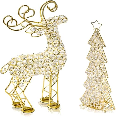 Miniatura 4 de Modern Day Accents 5711 Corteza Cristal Gold Christmas Tree, Crystal Tree Candle Holder, Christmas Decorations Indoor, Tabletop, Mantel Christmas