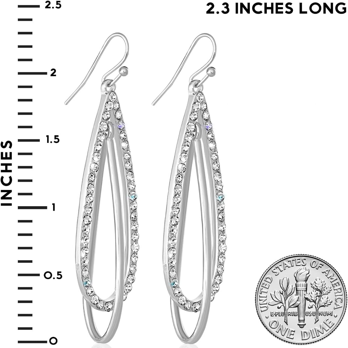 Simulated Diamond Teardrop Dangle Earrings for Women - Cubic Zirconia Crystal Long Dangling Earrings - Image 4
