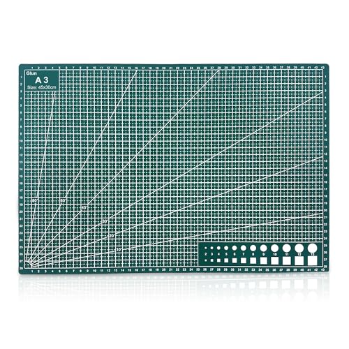 Image of GLUN A3 Size DIY Cutting Mat, Green Colour Size 45x30x0.7cm, Polyvinyl Chloride Material, Protect Table Top from Sharp Blades, Colours, & Other Art-Craft Tools