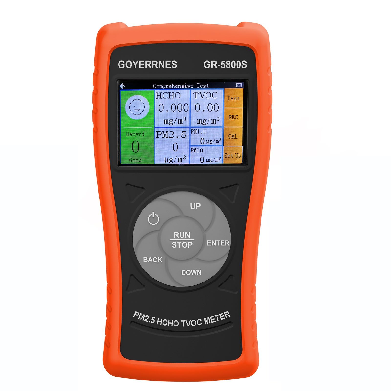 Monitor de calidad del aire interior 3 en 1, probador de formaldehído HCHO/TVOC/PM2.5/PM10, detector AQI preciso multifuncional con datos en tiempo real, grabación de valor medio para el hogar