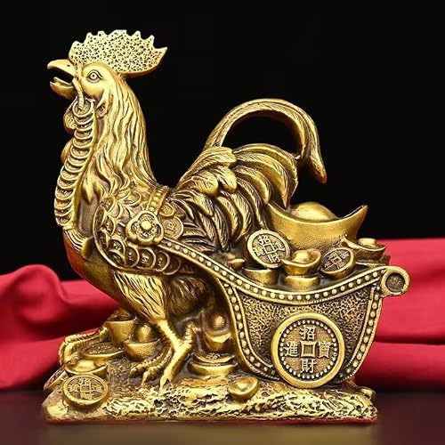 Dytartzx 1* Pure Copper Rooster Statue Home Decoration Feng Shui Good Luck Wealth