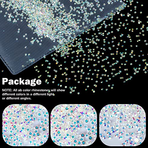 Image of 5760 Pieces Flatback Rhinestones for Nails 1.2MM Nail Rhinestones Gems Jewels Diamond Glass Mini AB Crystal Gemstones Bling Stones for Crafts Makeup Face Eyes,Transparent AB