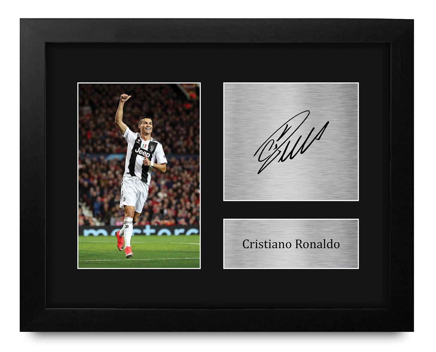 HWC Trading Cristiano Ronaldo Juventus Framed Gifts Printed Signed Autograph Picture for Soccer Fans and Supporters - US Letter Size