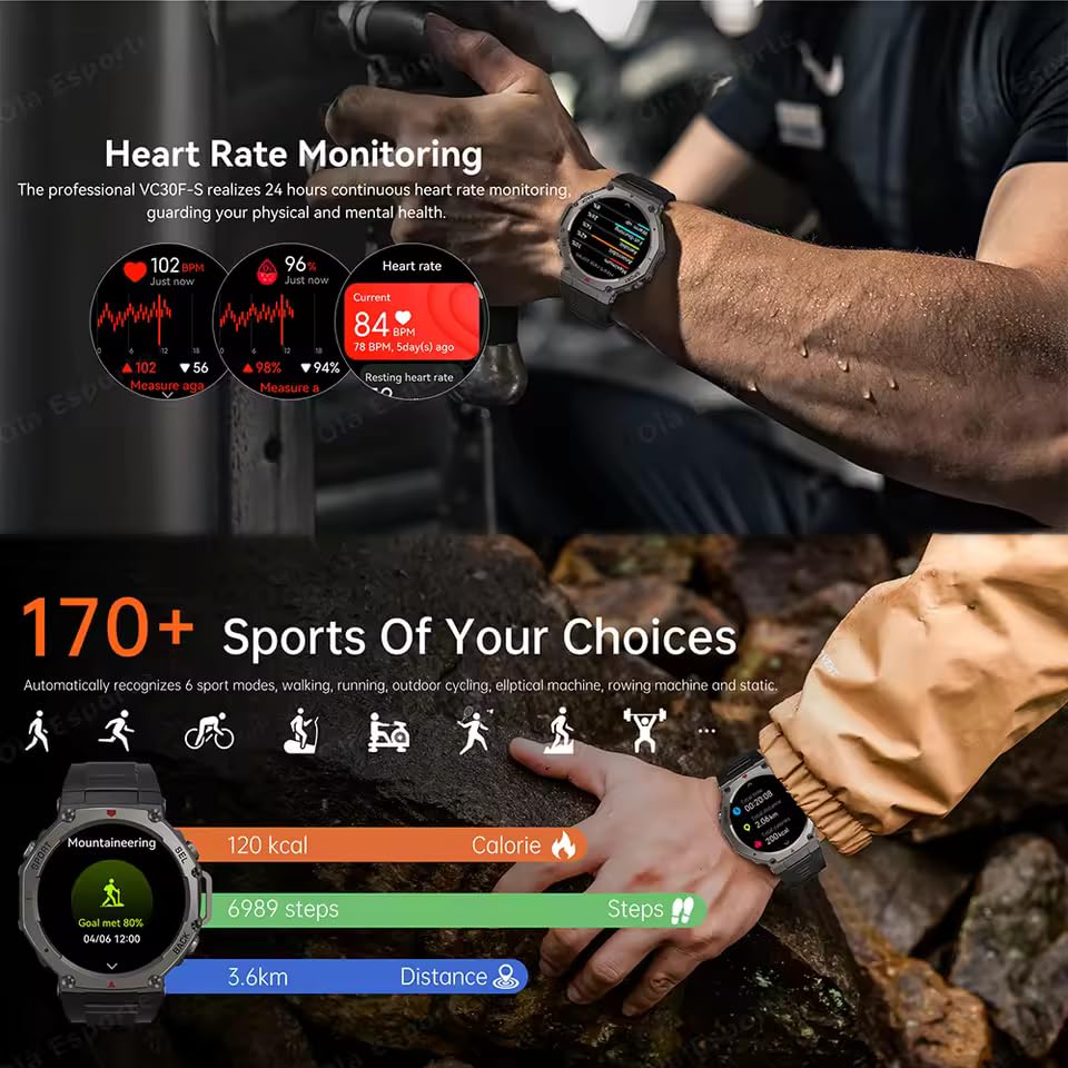 Image of Shyenah DM58 GPS Adventure & Sports Smartwatch - 1.43 HD AMOLED Display | 5ATM Waterproof, 170+ Sports Modes | Compass, Altimeter | 24H Sleep, HR, SpO2 & Stress Monitoring | 500mAh Battery(Black Band)