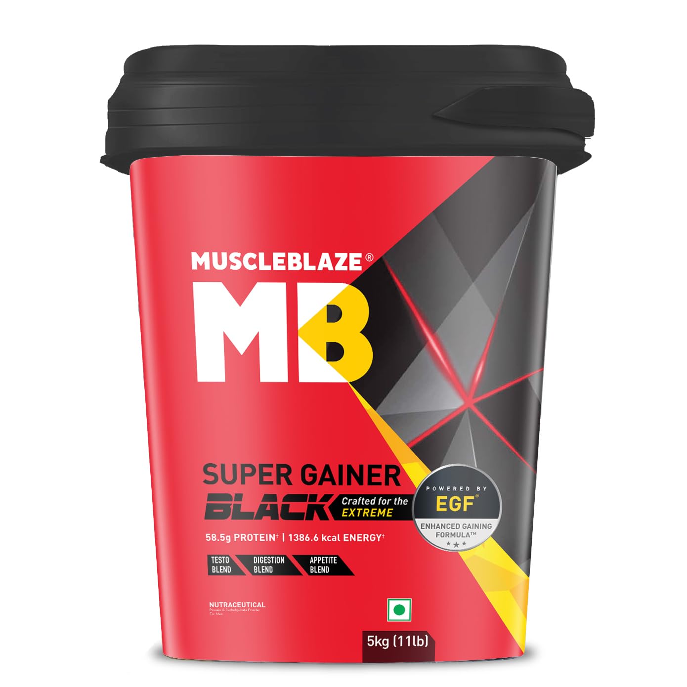 MuscleBlaze Super Gainer Black with Enhanced Gaining Formula™- Appetite, Digestion & Testo Blend for Muscle Mass Gain (Chocolate, 5 kg / 11 lb Powder) (B0BQYFXKRM) Amazon Price History, Amazon Price Tracker