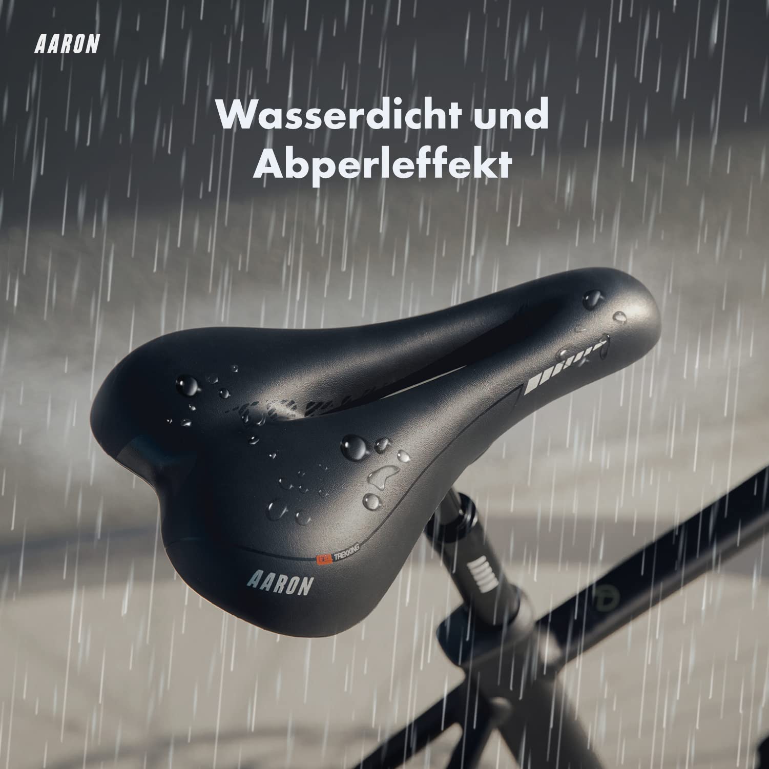 AARON Fahrradsattel - ergonomischer Fahrradsitz für Damen und Herren - Gelsattel ist bequem und wasserdicht - Fahrrad Sattel für Trekkingrad, Mountainbike, Stadtrad, E-Bike