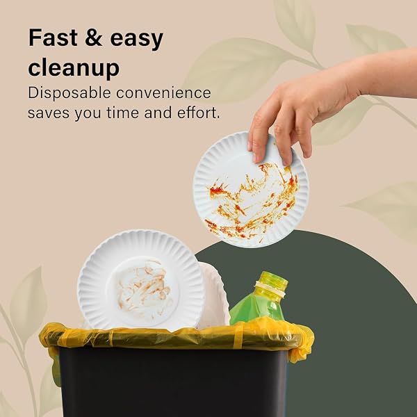 Vivo Technologies 100-Pack of 7-inch Disposable Paper Plates 18cm White 100% Compostable Biodegradable Party Paper Plate Perfect for Everyday use, Ideal for BBQ's, Parties and Events 100pcs 7 Inches - 5