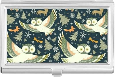 Lovely Birds Owls Dark Floral Patterns Business Card Holder Case Pocket Box Wallet
