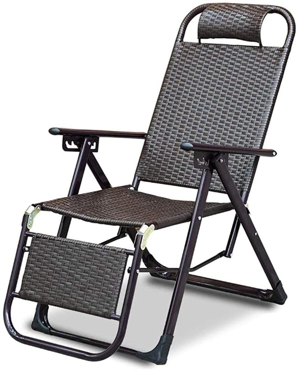 Chaise longue pliante en rotin 178x47x26cm pour jardin et plage