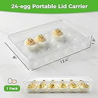 Vista 2 de HANSGO Recipientes para huevos rellenos con tapa, soporte portador de bandeja para huevos rellenos con tapa para 24 huevos para fiestas en casa