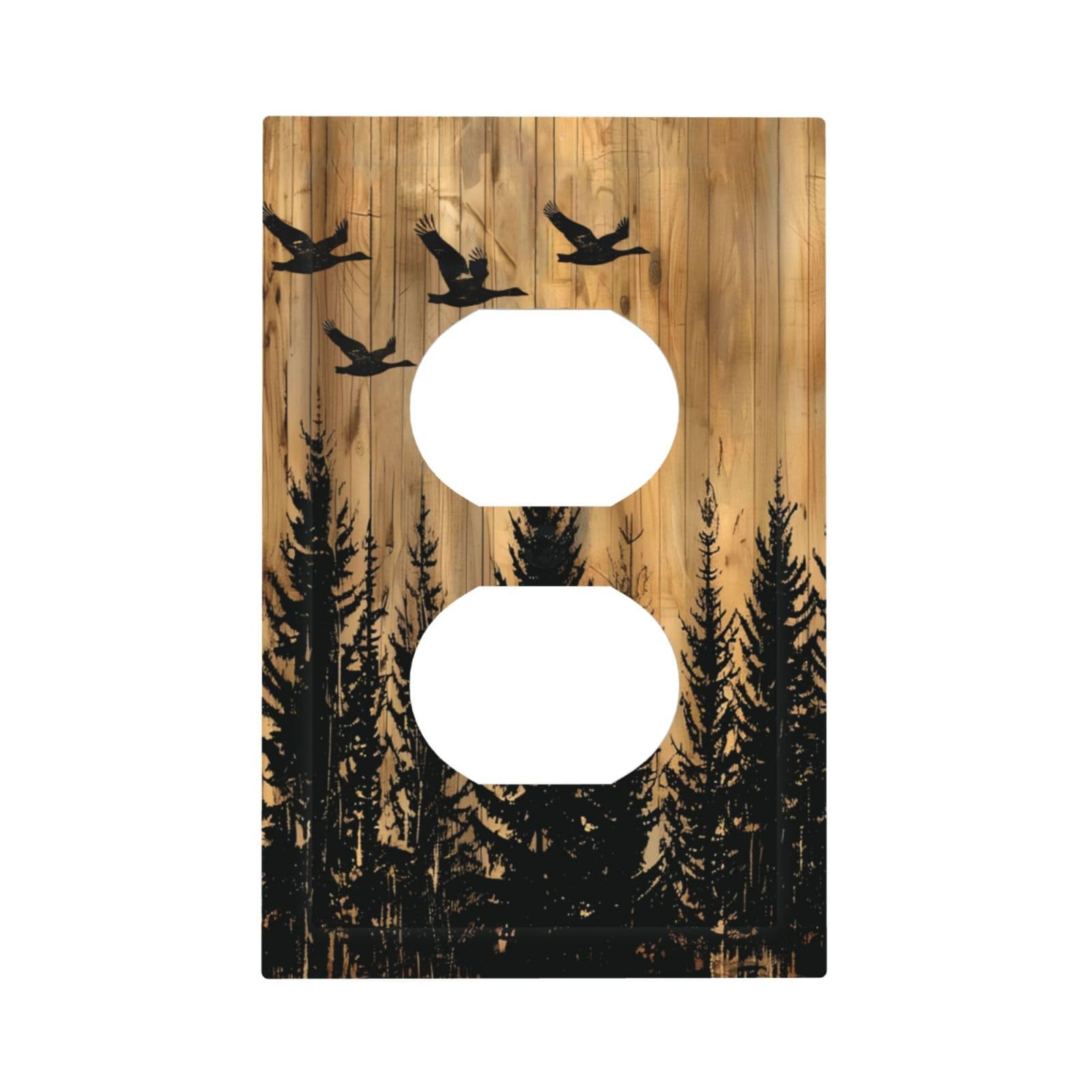 Algranben Rustic Wood Tree Birds Light Switch Cover Outlet Covers Pine Forset Decorative Wall Plate Socket Covers Electrical Faceplate Lightswitch For Farmhouse Kitchen Size 5 X 3