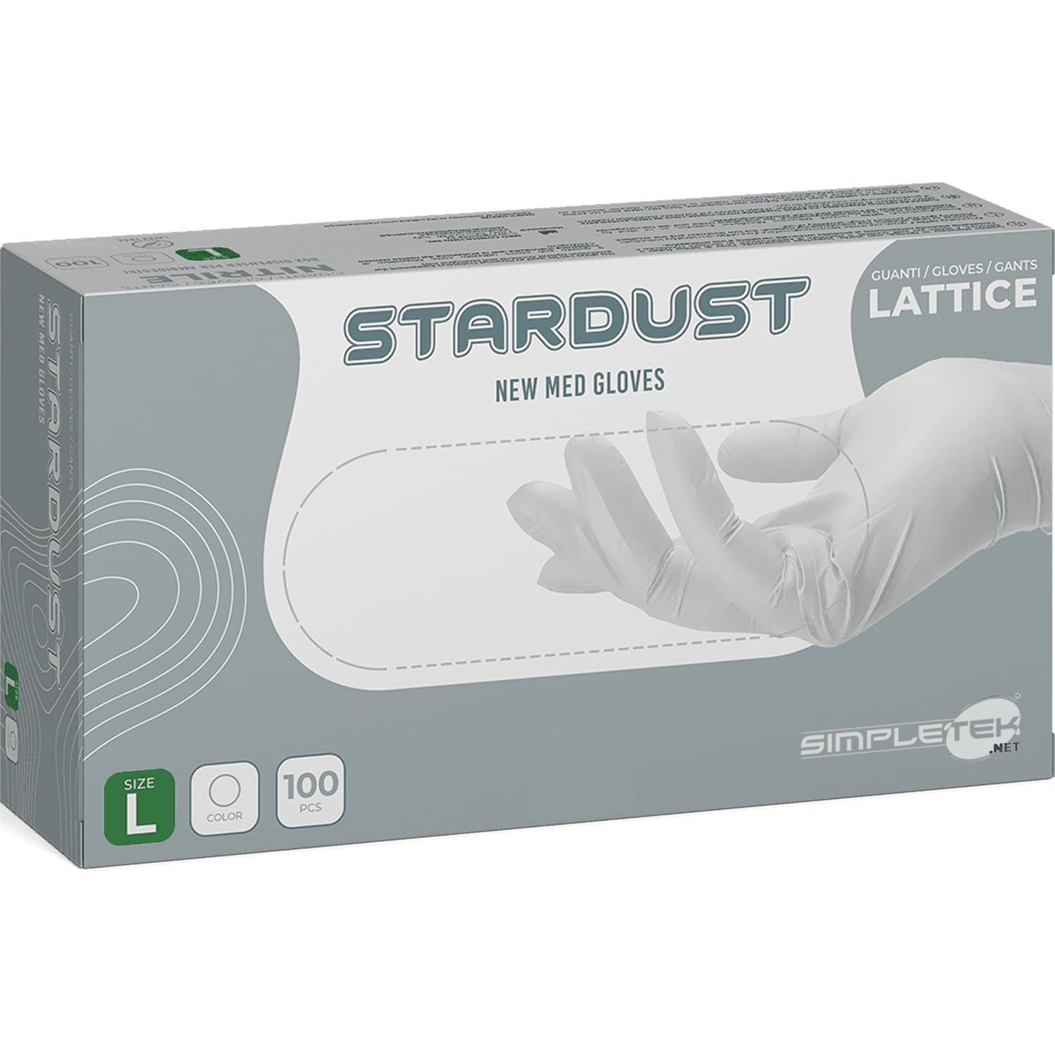 SIMPLETEK - 1000 x guantes desechables de látex natural blancos talla L Large látex blanco no estéril DPI laboratorios médicos con talco (10 paquetes)
