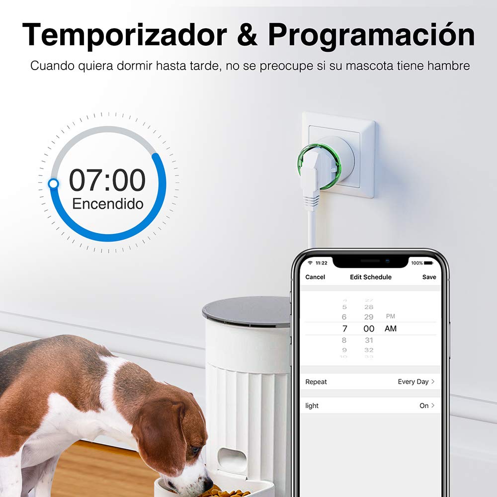 GHome Smart Gniazdko wtykowe z pomiarem prądu, mini gniazdko Wi-Fi, kompatybilne z Alexa/Google Home, pilot zdalnego sterowania aplikacją, sterowanie głosem, harmonogram, 10 A, tylko 2,4 GHz,