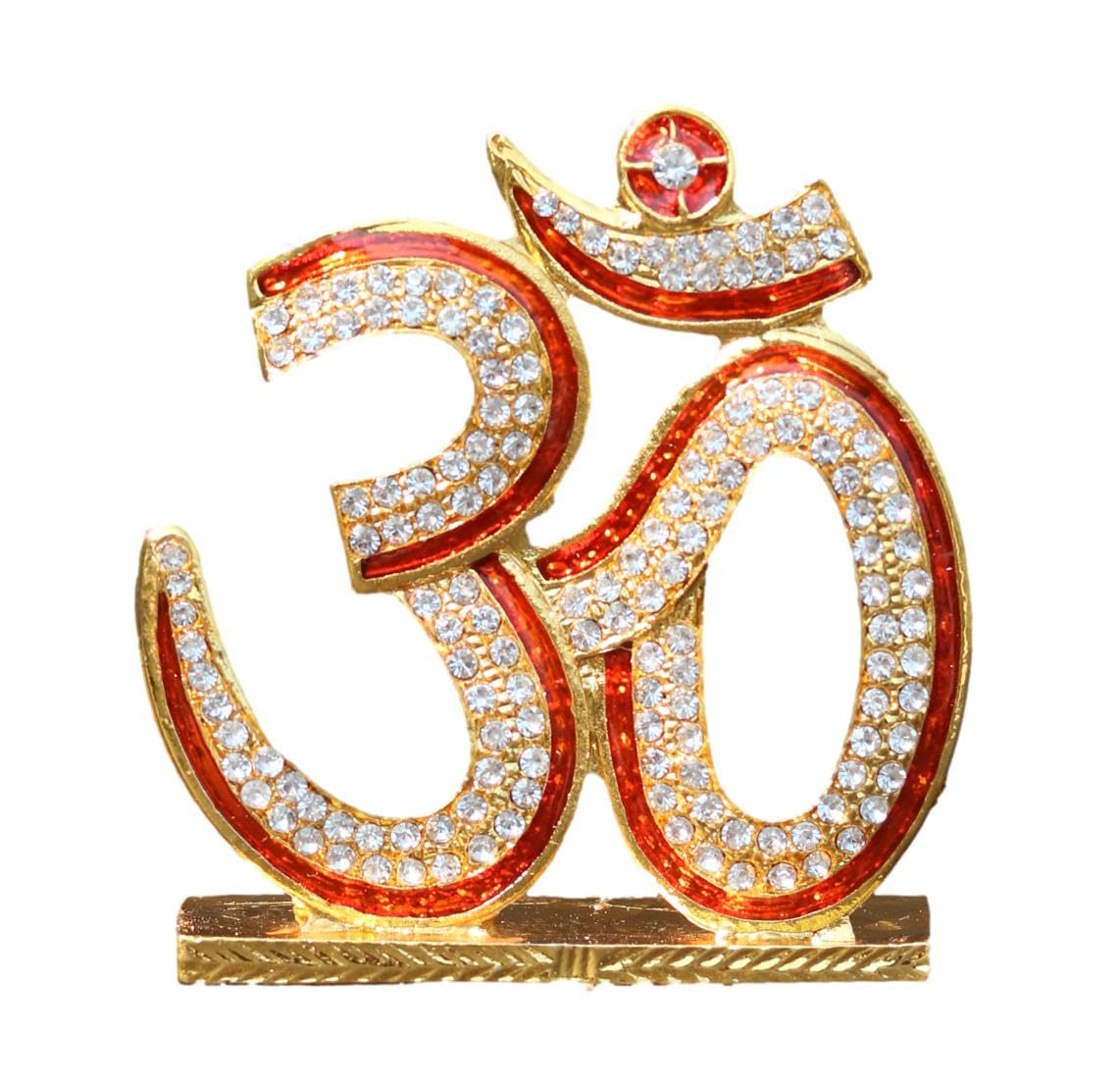 Geetanjali Crafts Handcrafted Om Idol Metal Statue/Petal God Idols/Statue/Murti for Temple, Home, Offices or Decoration & Car Dashboard