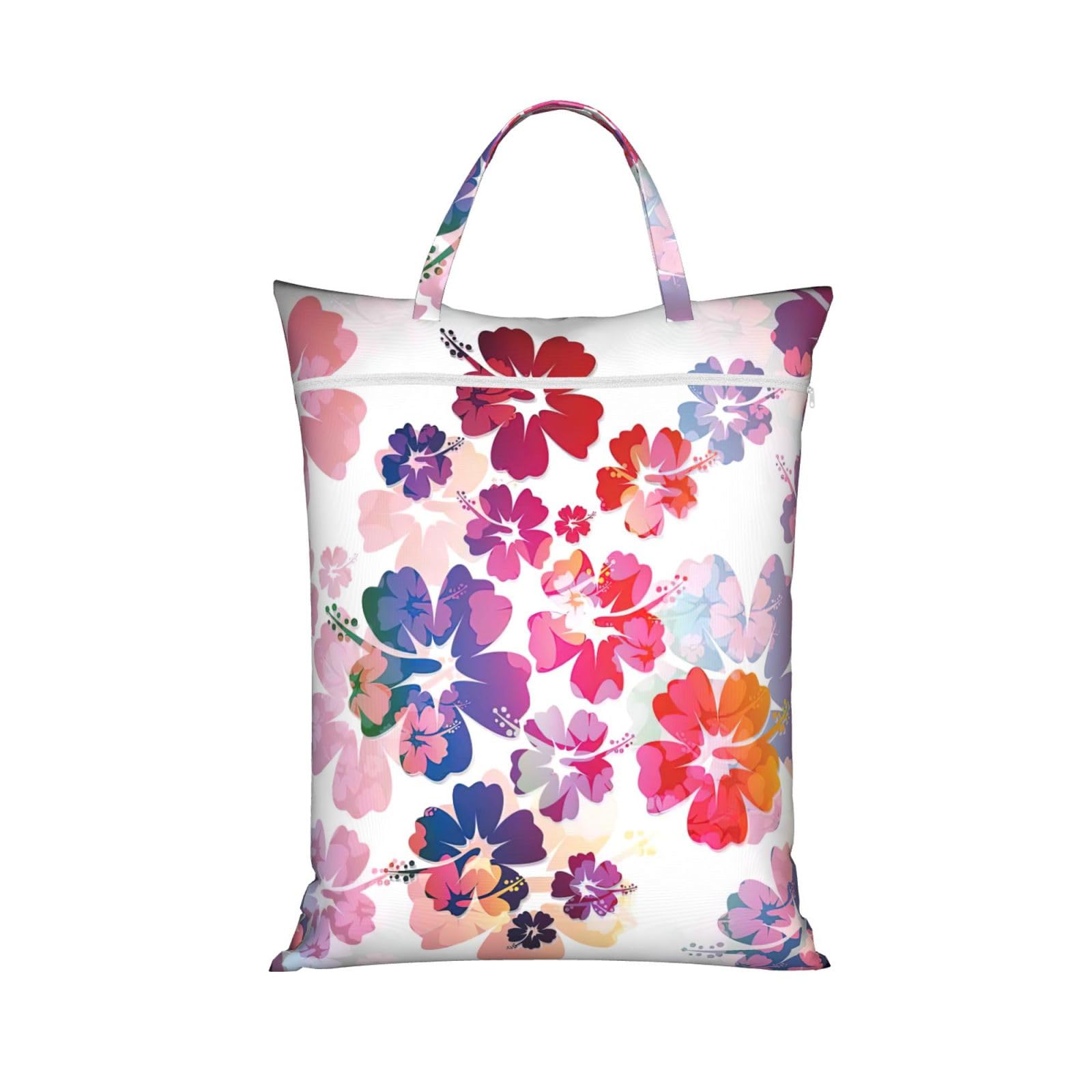 Pphgut 1 Pc Hawaiian Flower Print Print Travel Laundry Bag Portable Dirt Clothes Bags Daily Hiking Camping Vacation