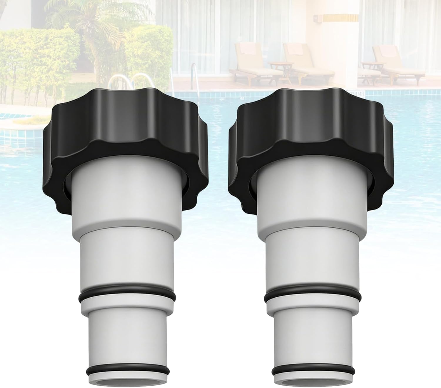 Viilich 2Pcs Pool Hose Adapter A,Hose Connector with Collar, Pump Hose Adapter Replacement Type A, 1.5" to 1.25" Replacement Threaded Pool Hose Connector