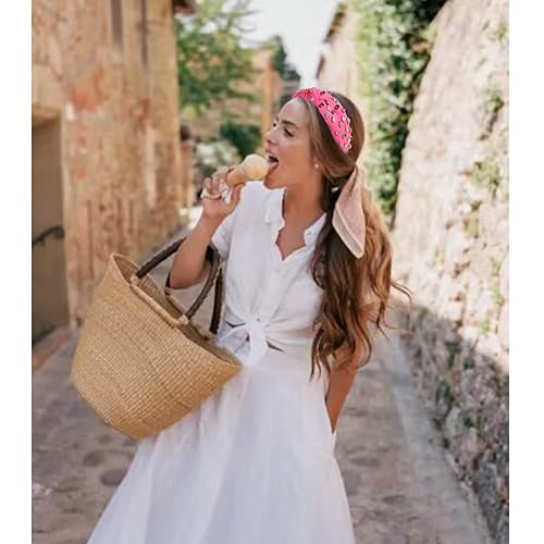 Vista 134 de NVENF Diademas anudadas con diamantes de imitación para mujer, diademas con cuentas de cristal, diadema con nudo superior, diademas de moda