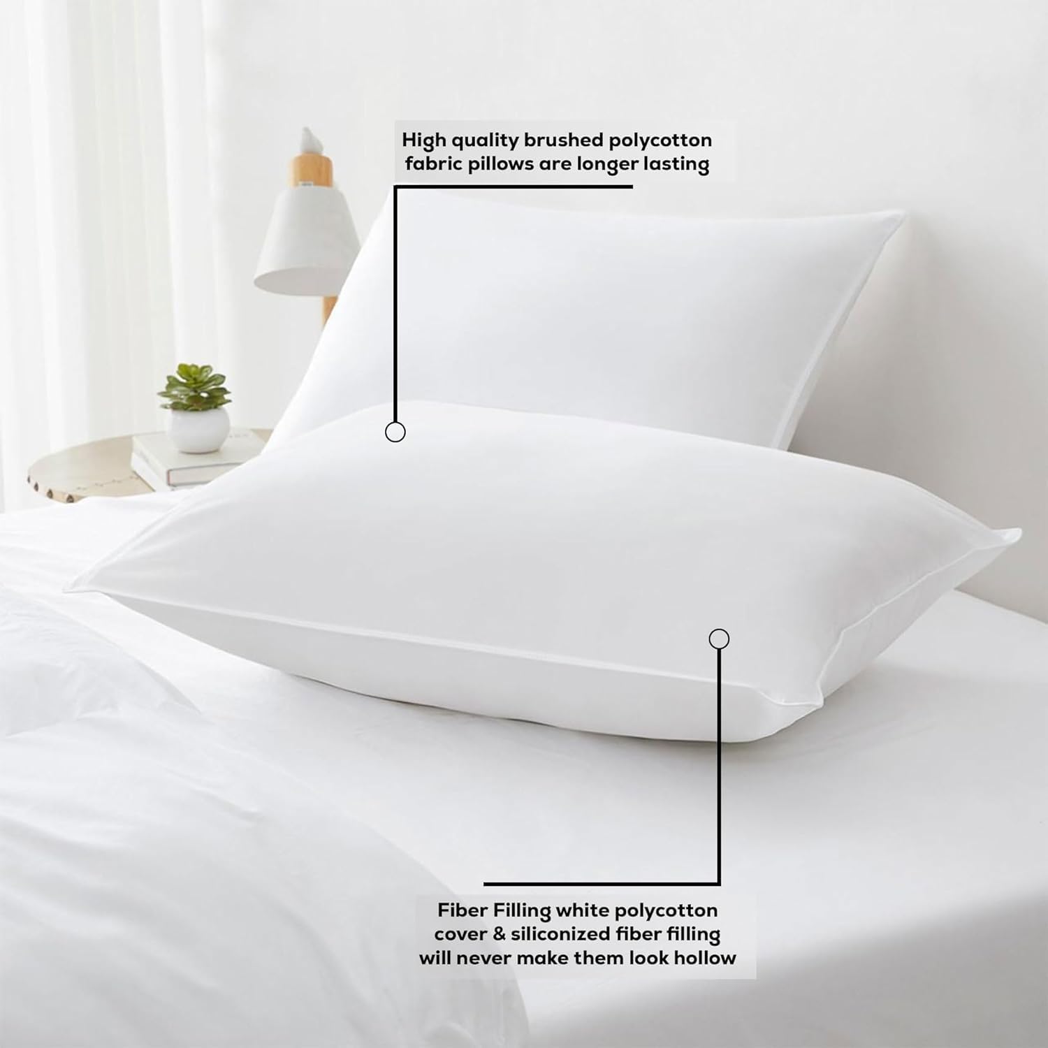 GOLD TEXTILES Bed Pillows for Sleeping - Firm Hotel Quality Pillow - Back and Side Sleeper Pillow (White, Pack of 2-20x28)