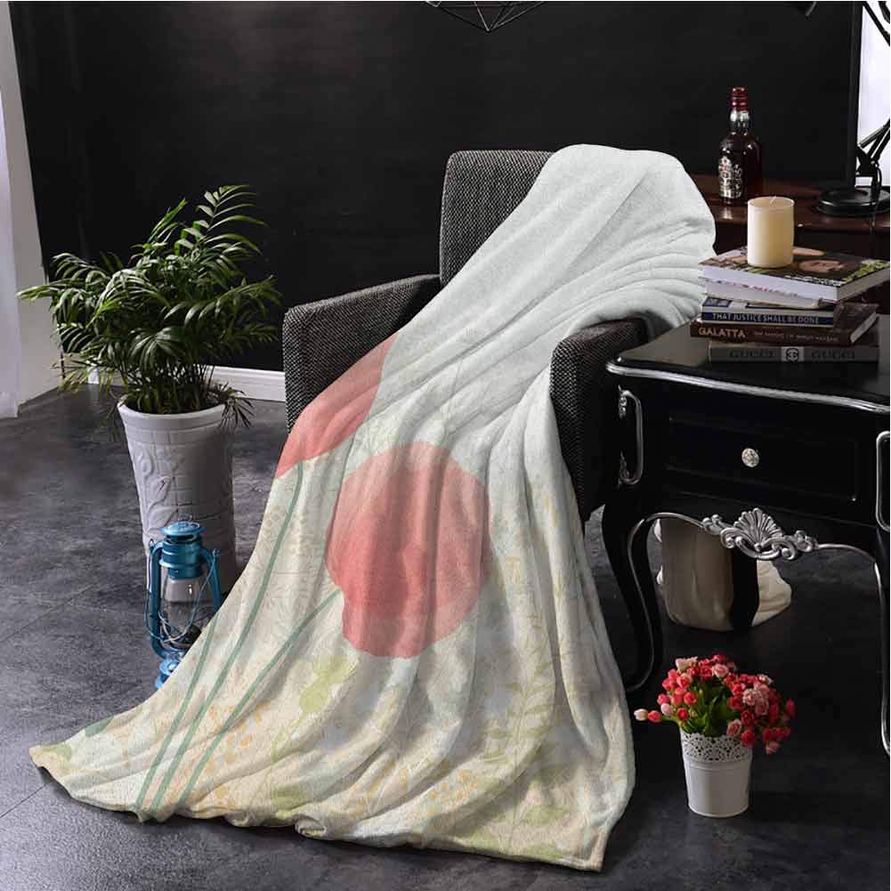 SSKJTC Black Blanket Pastel Wild Poppy Blooms with Herbs Twigs Leaves Grass Growth Nature Rural Morning Scenery Multicolor Sofa Camping Reading Car Travel W84 xL70