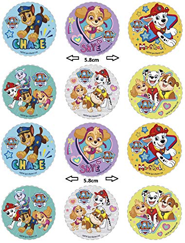Dekora - 12 Mini Discos Comestibles de Patrulla Canina para Cupcakes, Muffins...