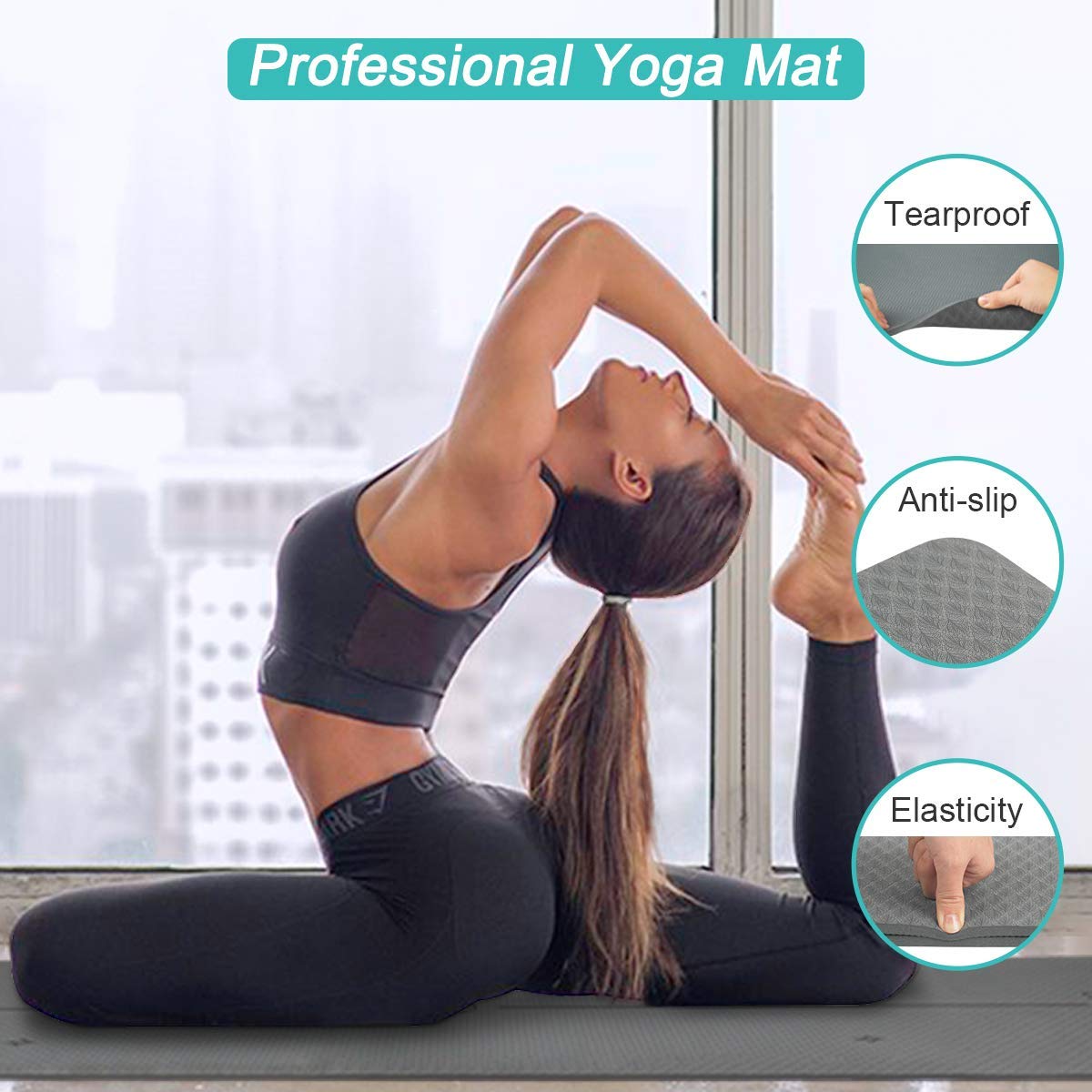 COVACURE Tappetino Yoga Antiscivolo: Ecologico, 6 Mm Di Spessore, Con Cinghia Inclusa! (182x66 Cm)