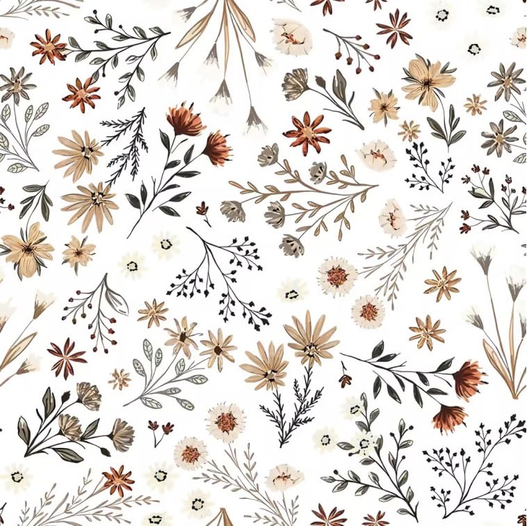 Fiula Yellow Floral Peel and Stick Wallpaper, Self Adhesive Waterproof Vinyl Wallpaper 44cm x 500cm, Removable Contact Paper for Kitchen Cabinets, Cupboards & Living Room Walls