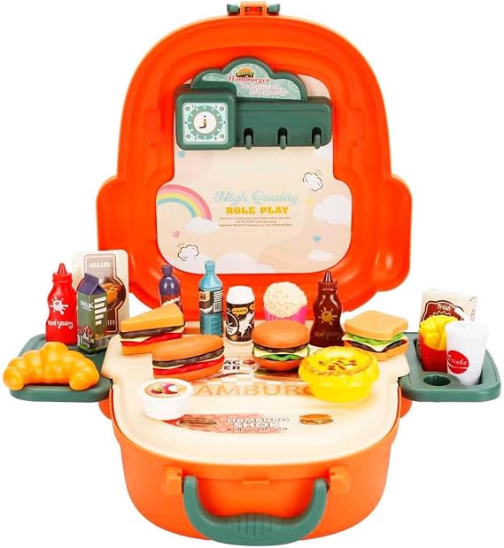 Little Chef Kitchen Set Hamburger Game Set with Backpack