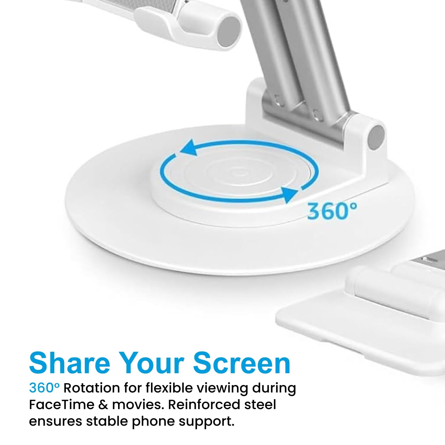 Dyazo Foldable Tablet Stand | Holder Compatible for Desk Compatible for Samsung Galaxy Tabs, iPad All Other Tablets Up to 12.9 inch with 360 Degree Rotation (White) — Amazon image 4