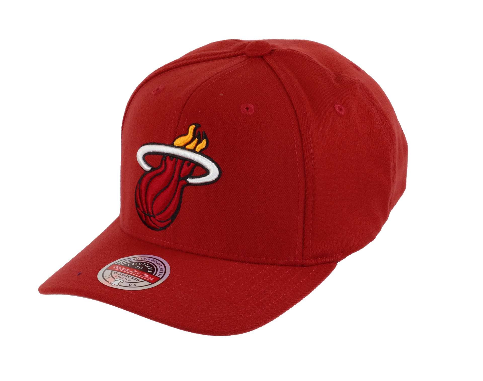 Mitchell & Ness Men's Rot Miami Heat Maroon Nba Team Ground Stretch Snapback Cap - One-Size