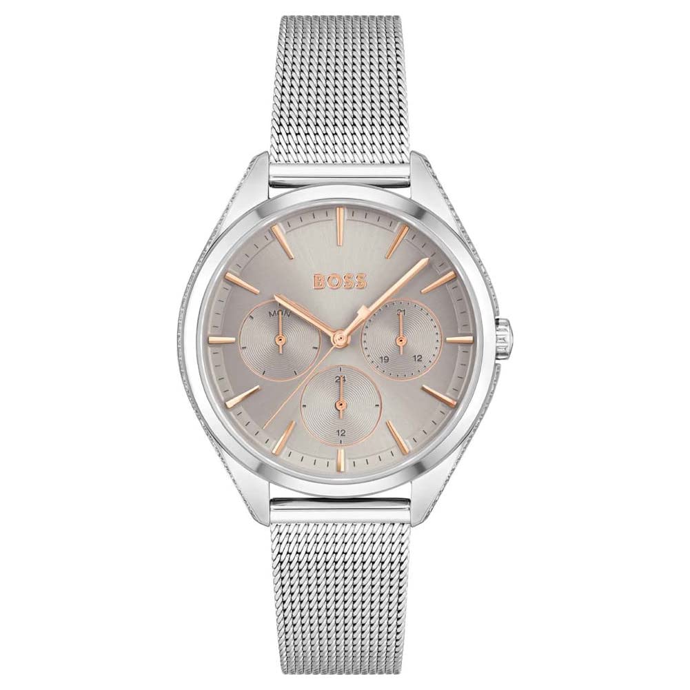 BOSS Analogue Multifunction Quartz Watch for Women SAYA Collection with Silver Stainless Steel Mesh Bracelet - 1502638