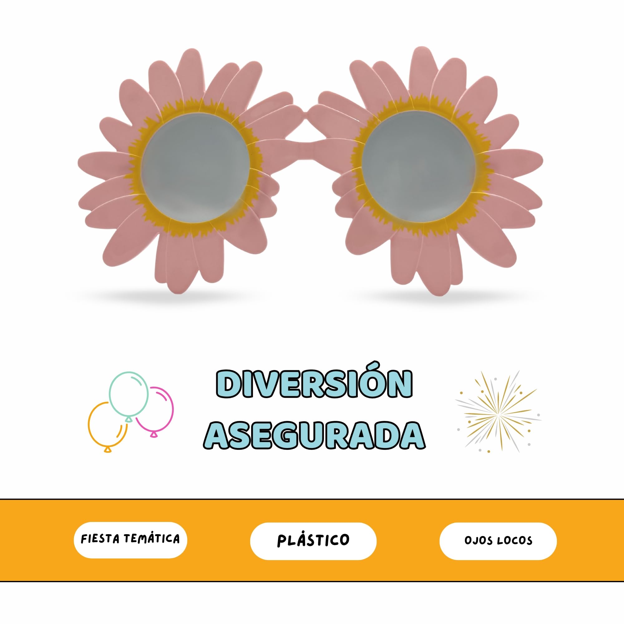Gafas de Sol en forma de Girasol, gafas de sol sin montura, Gafas diseño flor Girasol, Gafas para disfraz, Gafas para fiesta, Gafas despedida de soltero/a, Gafas carnaval, Unisex (Rosas) - imagen 5
