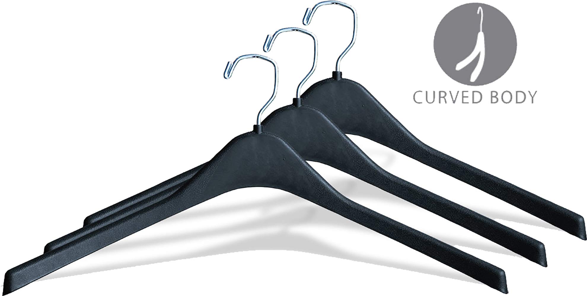 Sturdy Black Plastic Coat Hangers, Box of 100 by The Great American Hanger Company