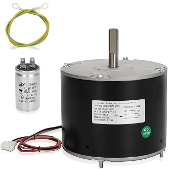K55HXGDD-8119 1085926 Condenser Fan Motor, 1/3HP 1075RPM 208-230V 1.9A 50/60Hz with 5F Capacitor Fits for GE Emerson ICP Heil 1082642 HQ1082642EM K55HXPS-7301