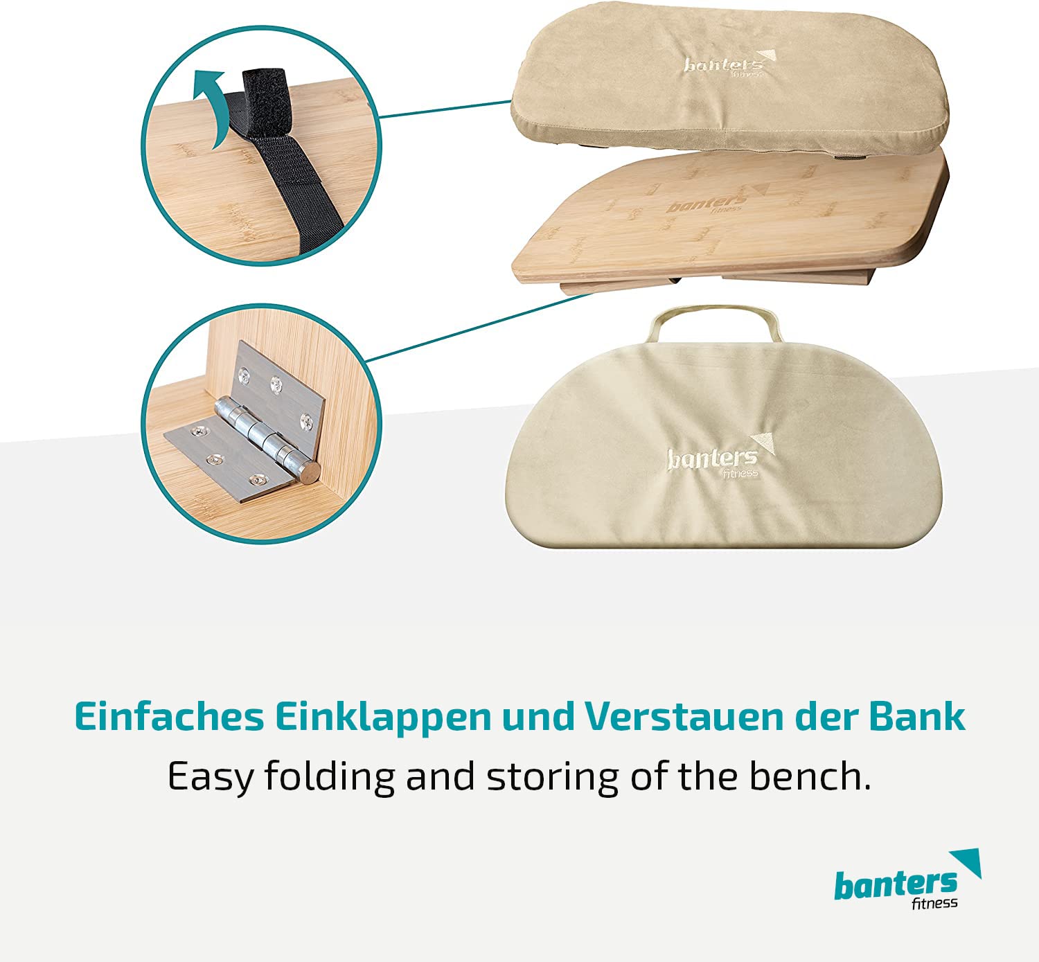 banters Banc de méditation - fabriqué en Bambou Massif - Tabouret de Yoga Pliable avec Coussin