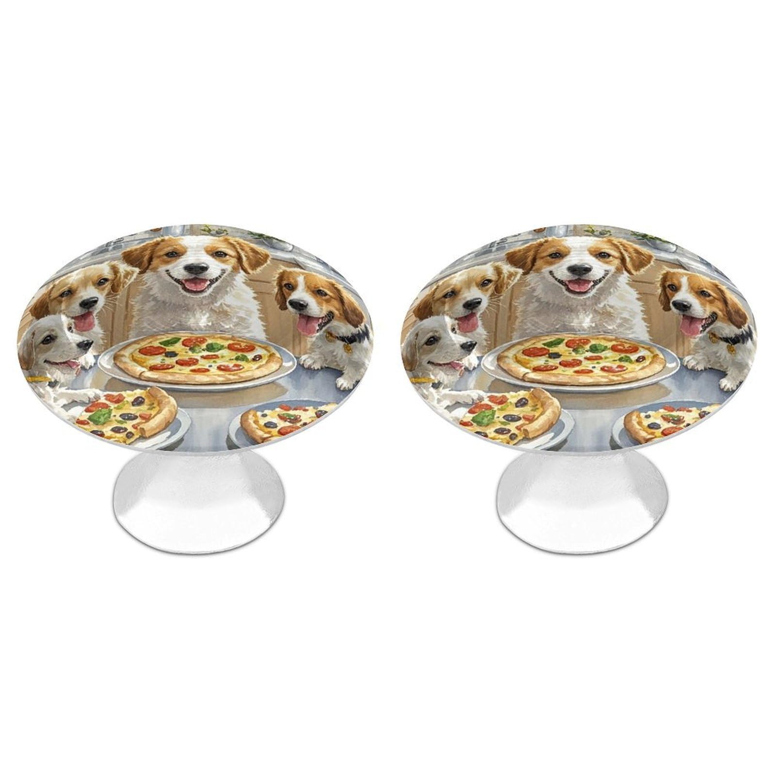 Fekiloot Style Dogs Eat Pizza Cabinet Knobs Round Dresser Drawer Pulls Stainless Steel Drawer Kitchen Knobs Modern Cabinet Hardware Drawers Knob Bathroom Closet Cabinets Handles