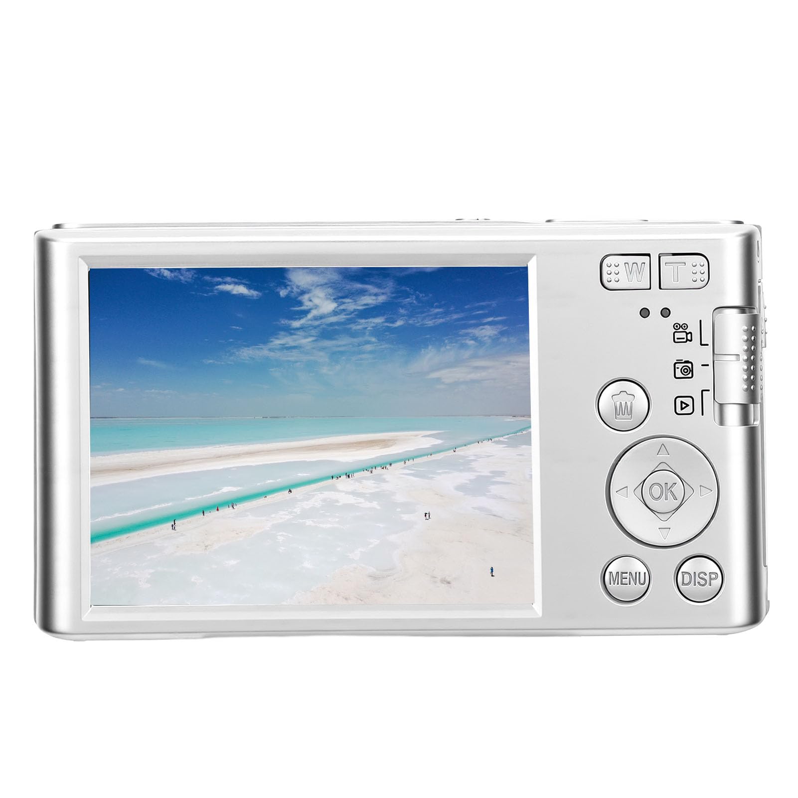Fabater Fotocamera Digitale 4K per Fotografia, Fotocamera per Vlogging da 48 MP con Schermo LCD da 2,8 Pollici e Zoom 16X, Fotocamere da Viaggio Compatte per Adolescenti Adulti (SILVER)