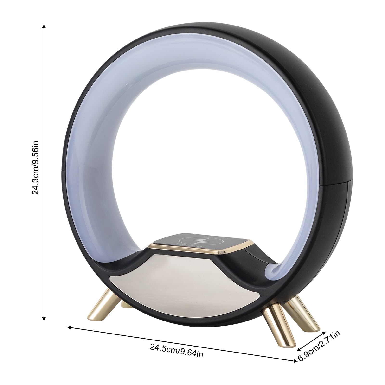 Lampka nocna USB, lampka nocna, ściemniana, lampa stołowa z bezprzewodową funkcją szybkiego ładowania i timerem, zmiana koloru, lampka nocna do dekoracji sypialni (czarna)