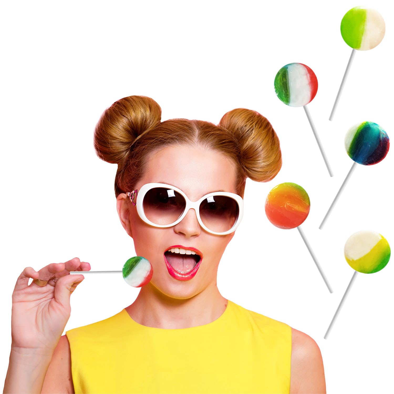 Fruidles Multicolor Round Lollipop, Mixed Fruit Flavor, Made in Brazil, Individually Wrapped, 8g Round Pop (5 Pounds (Bulk))