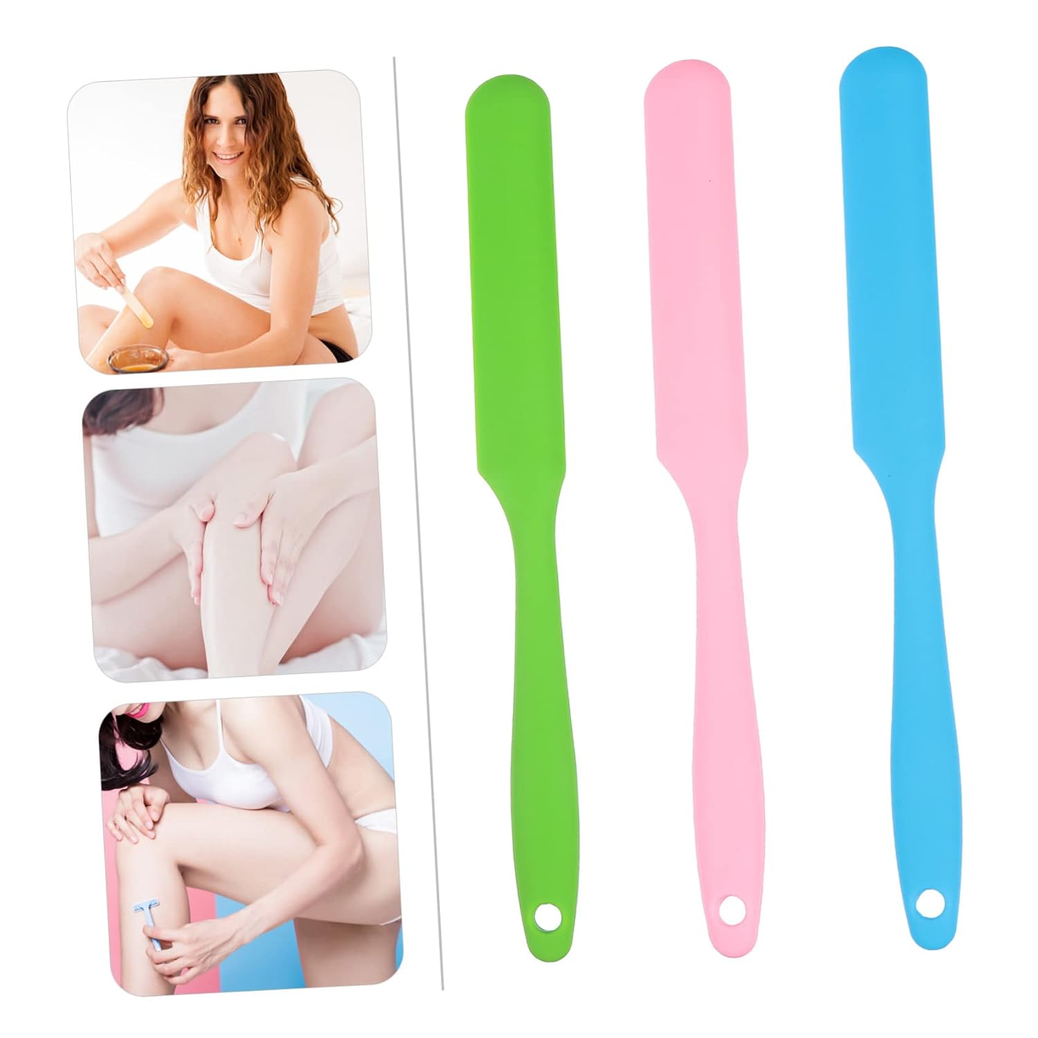 VALICLUD 3pcs Silicone Wax Stick Hair Removal Applicator Long Handle Non-stick Wax Spatula for Home and Salon