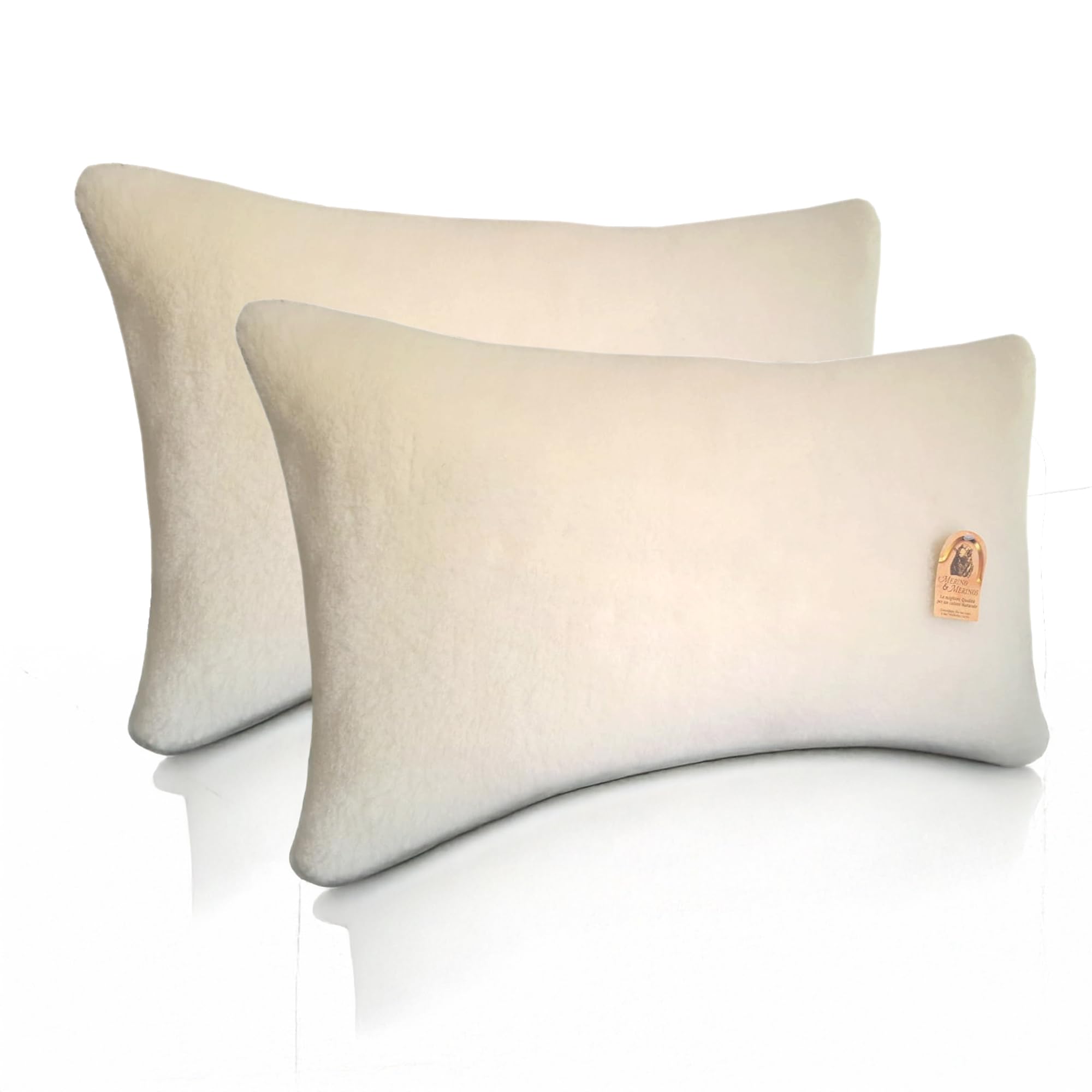 Home Tresor - Coppia Federe Pura Lana Vergine Merinos Calda e Traspirante, Copri Guanciale Proteggi Cuscini Letto 50x80 cm Morbido Invernale, Made in Italy - Set 2 Pezzi