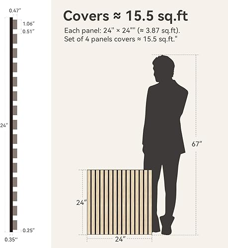 Miniatura 2 de Upick Paneles de pared acústicos de MDF que absorben el sonido, paquete de 4 paneles de pared de espuma a prueba de sonido de 24 x 24 pulgadas y