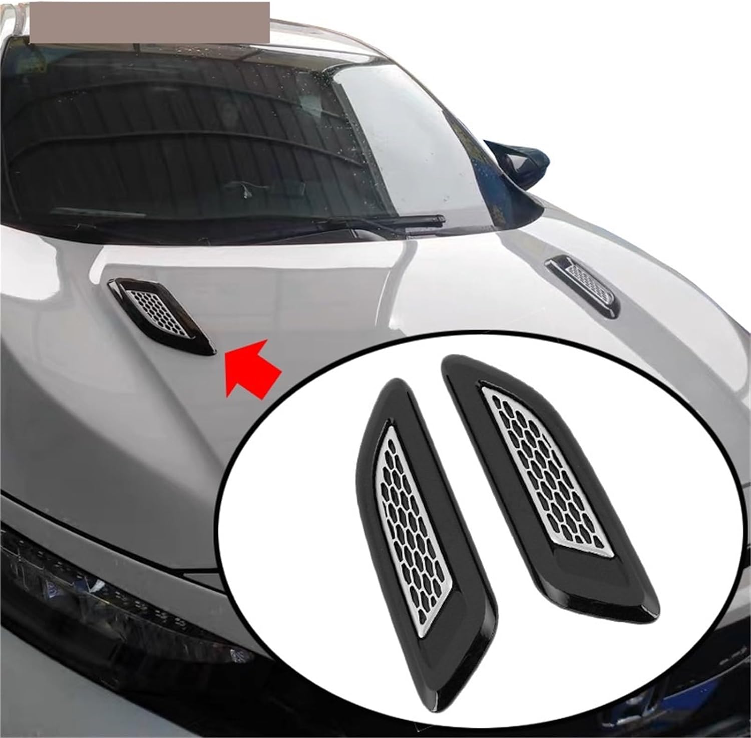 Universal Car Hood Scoop Decoration Cover Fit for BMW F10 F30 G30 E60 Audi TT Mk2 Peugeot 206 207 Fiat 500 Ford Focus Passat B6 Mazd(Black and Silver)