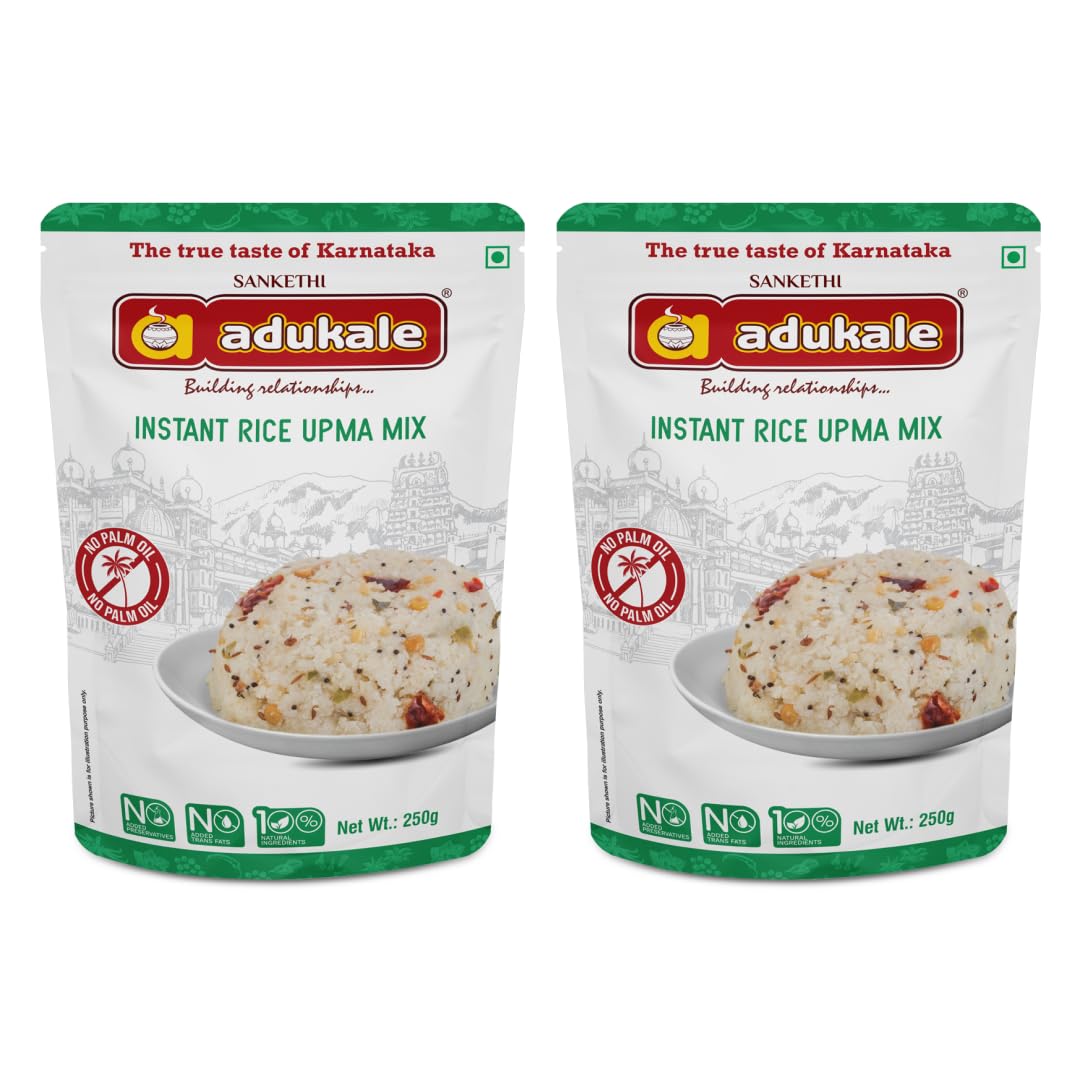 Adukale Akki Tari Upma(Rice Upma) Mix, 250 Grams (Set of 2)