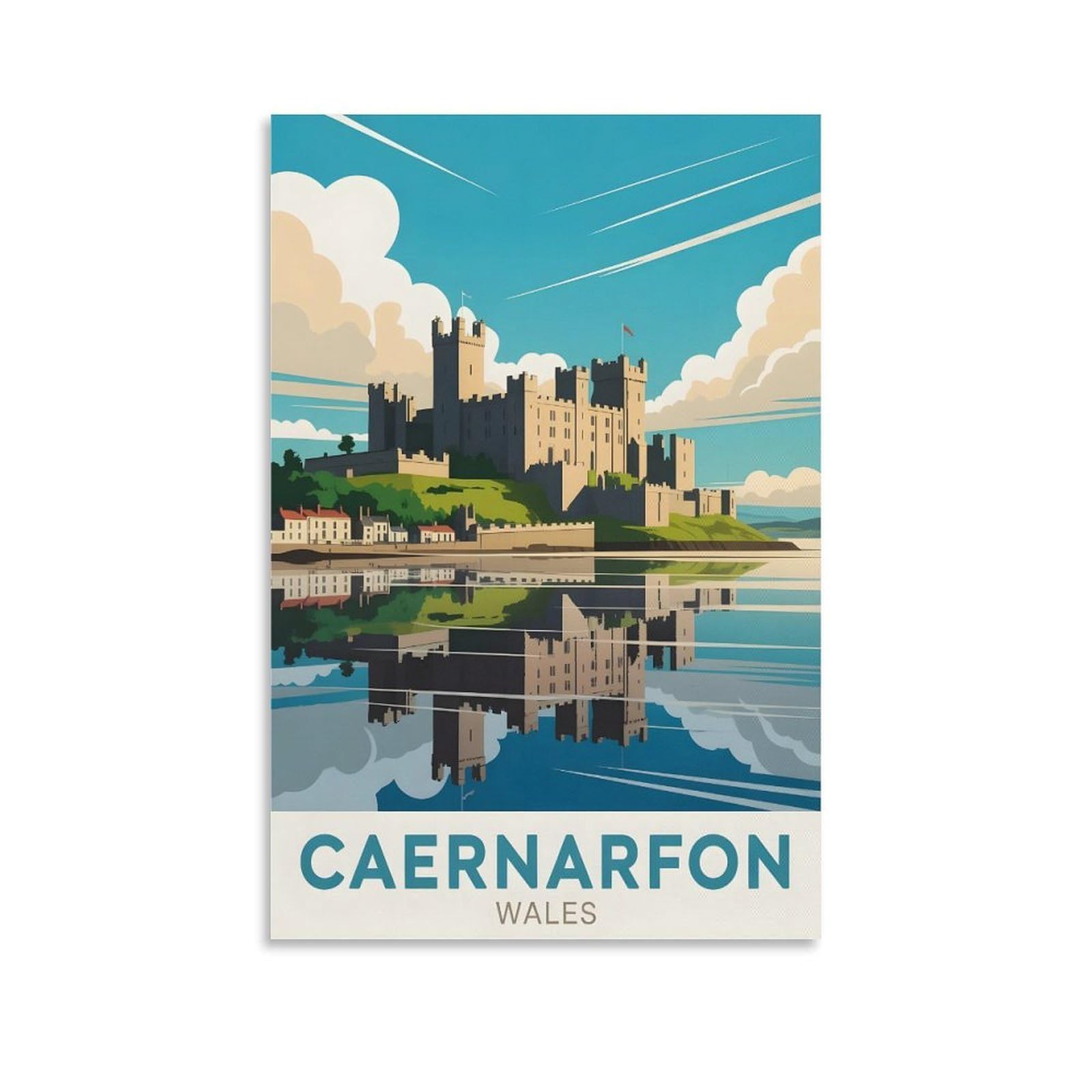 EZMLFA 5D Diamond Art Kits for Beginner,Caernarfon Castle Wales Kits for Adults and Kids, Full Drill Round Rhinestone Paint with Diamonds,DIY 5D Diamond Art 40x50cm