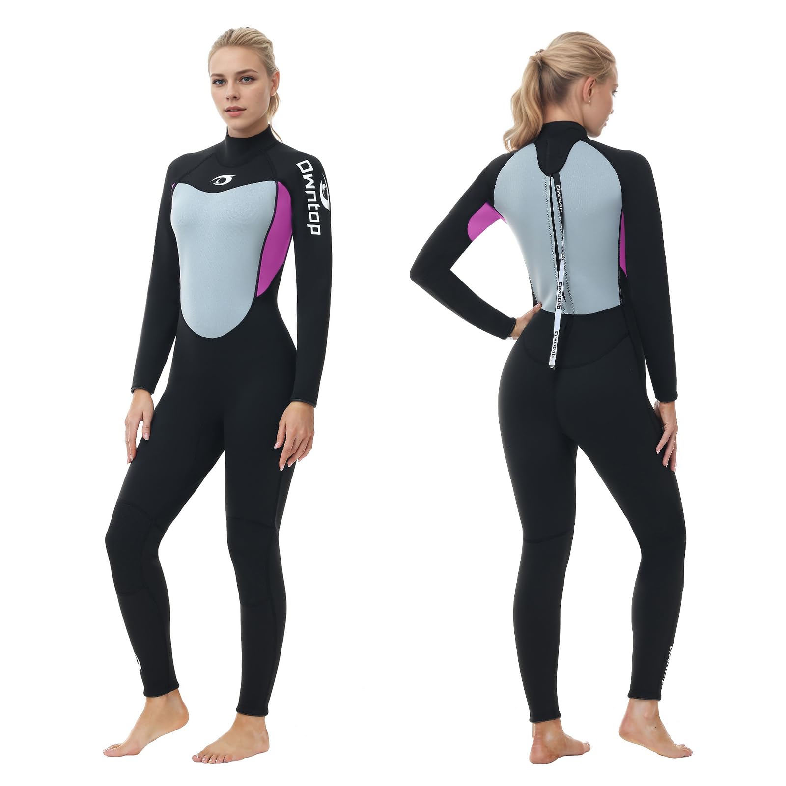 Owntop 2.5mm Neoprene Thermal Wetsuit for Men & Women | UV50+ Sun Protection | Ultra-Stretchy Warm | Adult Wet Suit | Diving Surfing | Pink XL