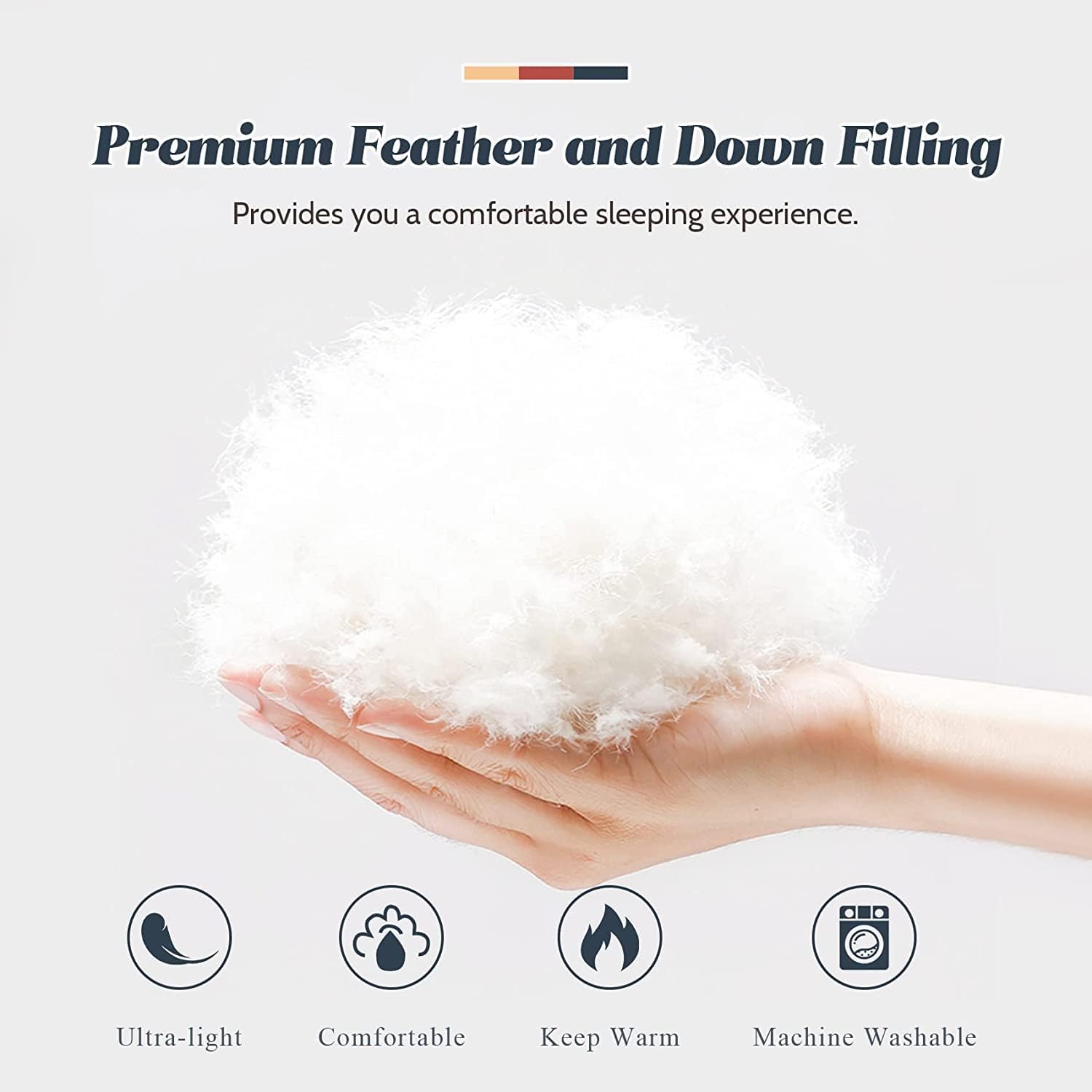 Feather Comforter, Filled with Feather and Down, White Duvet Insert - Luxurious Hotel Collection Bed Blanket Comforter - 100% Cotton Shell - 128 x 98